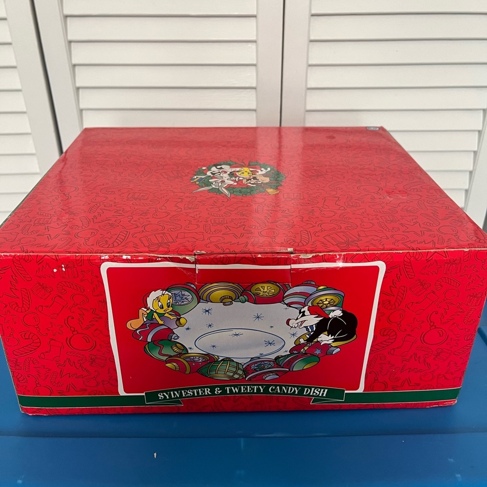 Vintage Warner Bros Studio Store Christmas Sylvester & Tweety Candy Dish
